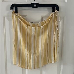 Kendall & Kylie Yellow and White Striped Mini Skirt